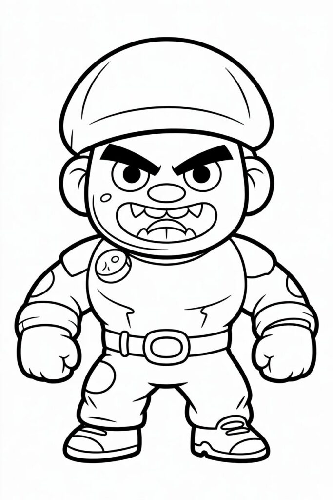 Leon di Brawl Stars in disegno semplice da colorare per bambini