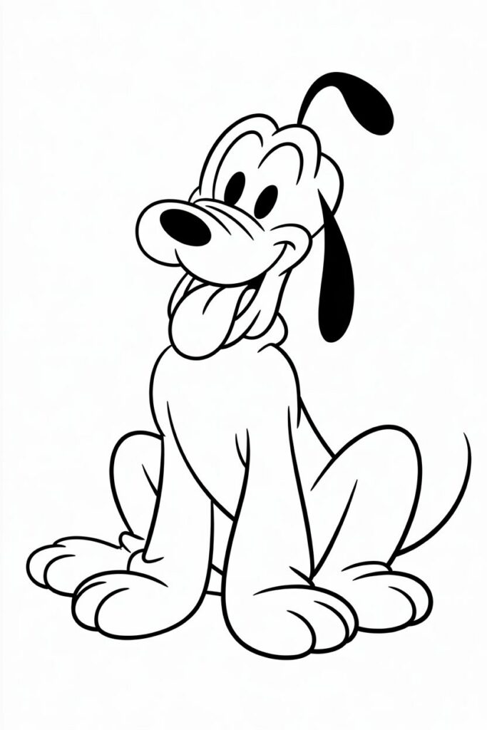 Disegno da colorare di Pluto Disney semplice per bambini