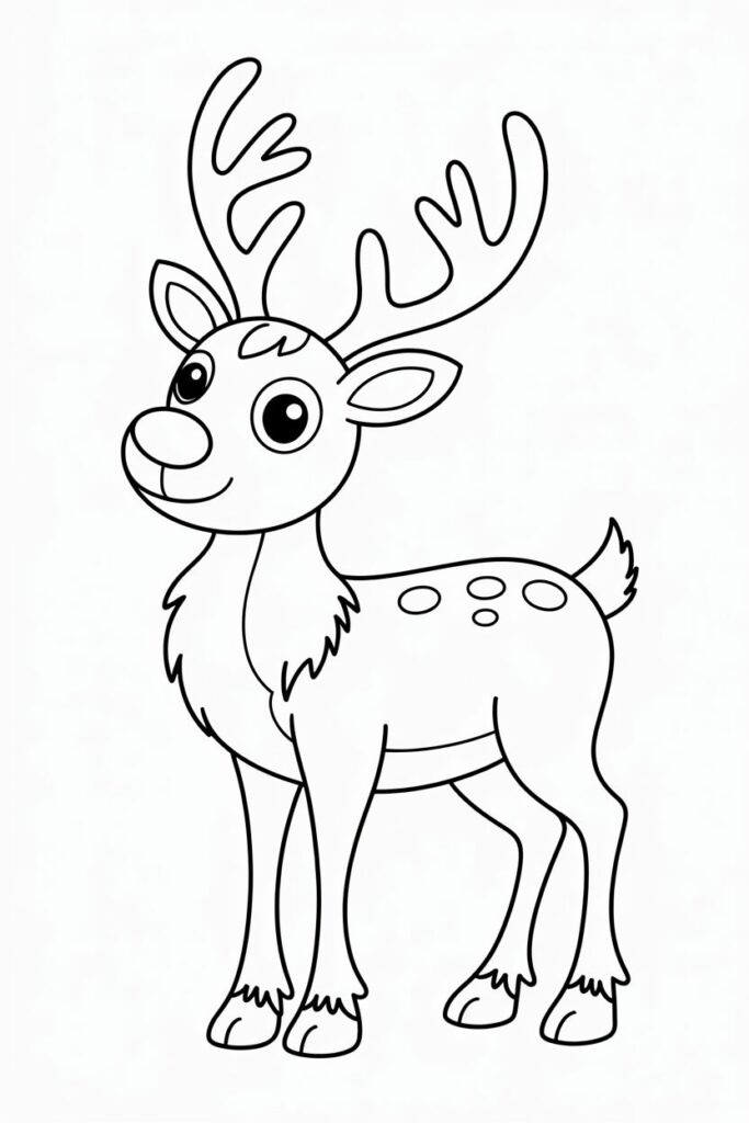 Disegno di una renna di Natale per bambini da colorare e stampare